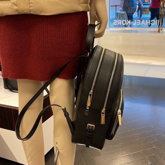 MICHAEL KORS Jaycee Medium zip pocket Pebbled Leather Backpack BLACK color - Picture 14 of 16